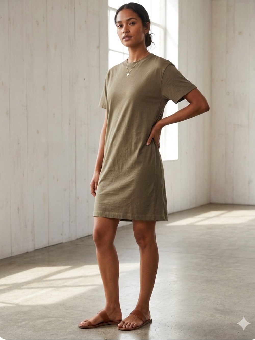 Everlane Olive dress tee shirt dress organic cotton new size SM short sleeve